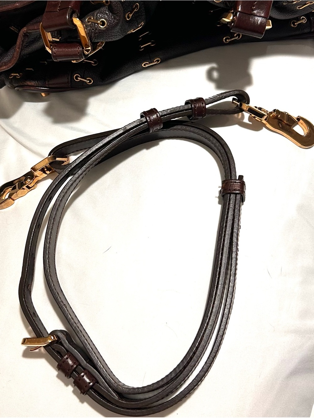 Burberry Dark Brown Leather Shoulder Bag with Gold Hardware - Picture 12 of 13